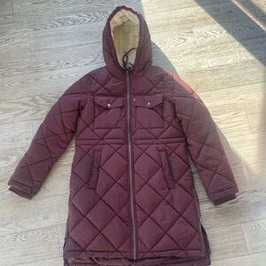 Levi's Women's Mauve Quilted Hooded Puffer Jacket